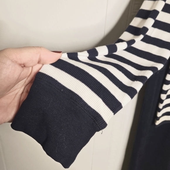 Lauren Ralph Lauren Active Navy White Stripe Waffle Knit Hoodie Navy Pant Set XL - Picture 5 of 16